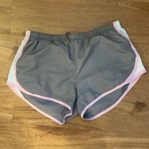 Grey and pink athletic shorts